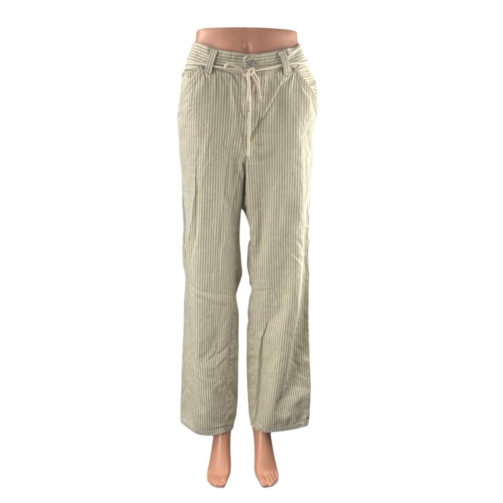 Levi's Beige Stripe High Rise Straight Palazzo Wide Leg Dad Denim Jeans Pants 28